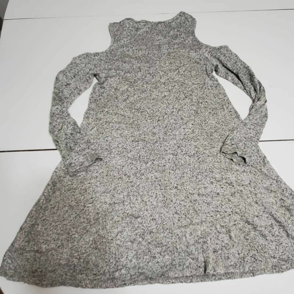 TMG Womens Sweater Dress Gray Heathered Scoop Neck Long Sleeve Cold Shoulder L